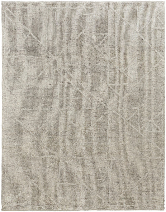 4 x 6 Tan & Ivory Wool Hand Knotted Rug