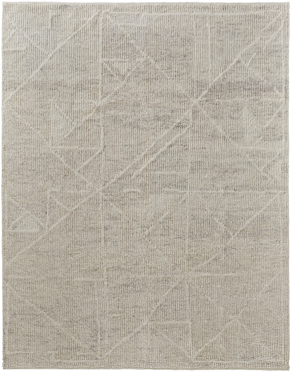 8 x 10 Tan & Ivory Wool Hand Knotted Rug
