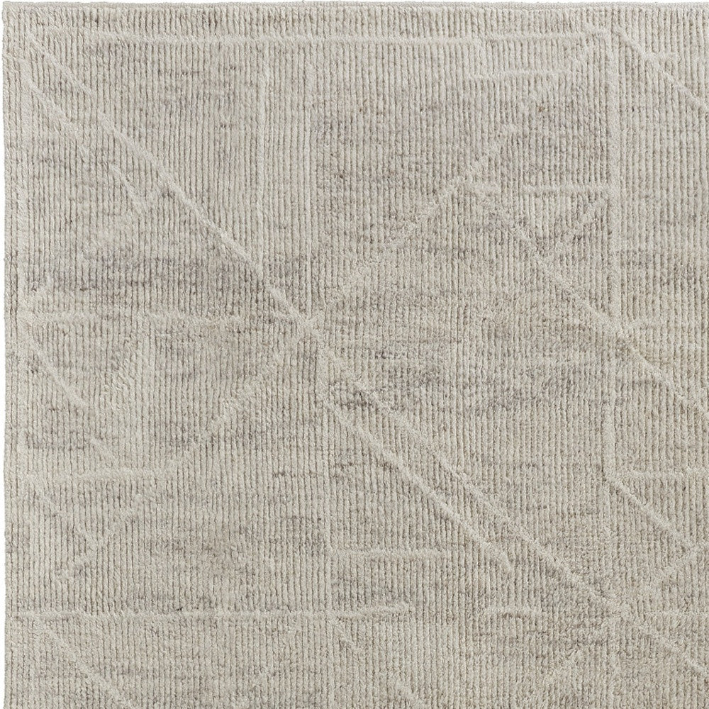 8 x 10 Tan & Ivory Wool Hand Knotted Rug