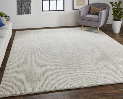 8 x 10 Tan & Ivory Wool Hand Knotted Rug