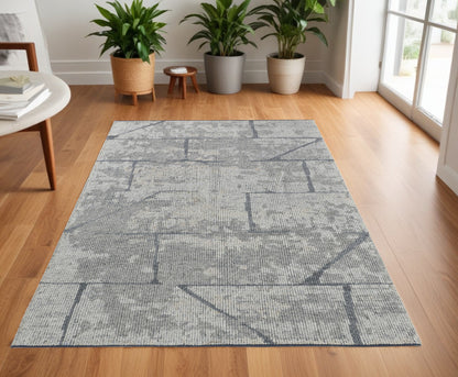 4 x 6 Gray & Silver Wool Hand Knotted Rug