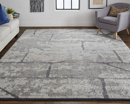 8 x 10 Gray & Silver Wool Hand Knotted Rug