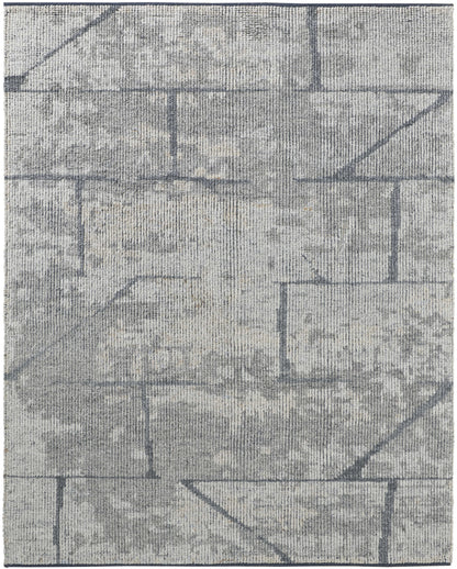 8 x 10 Gray & Silver Wool Hand Knotted Rug