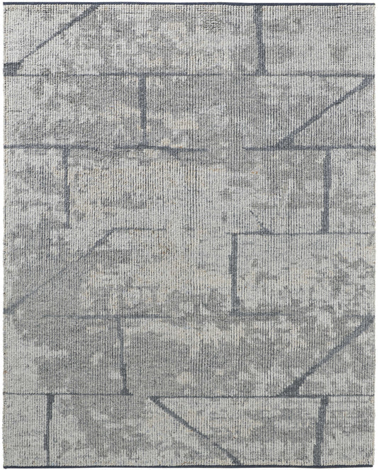 8 x 10 Gray & Silver Wool Hand Knotted Rug