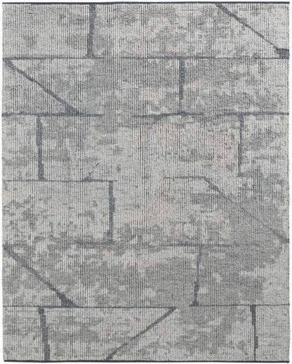 8 x 10 Gray & Silver Wool Hand Knotted Rug