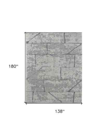 12 x 15 Gray & Silver Wool Hand Knotted Rug