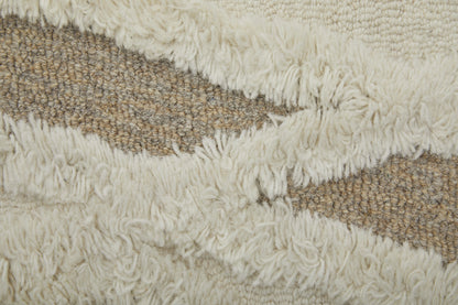8 x 10 Ivory Taupe & Brown Wool Geometric Hand Tufted Rug