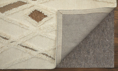 8 x 10 Ivory Taupe & Brown Wool Geometric Hand Tufted Rug