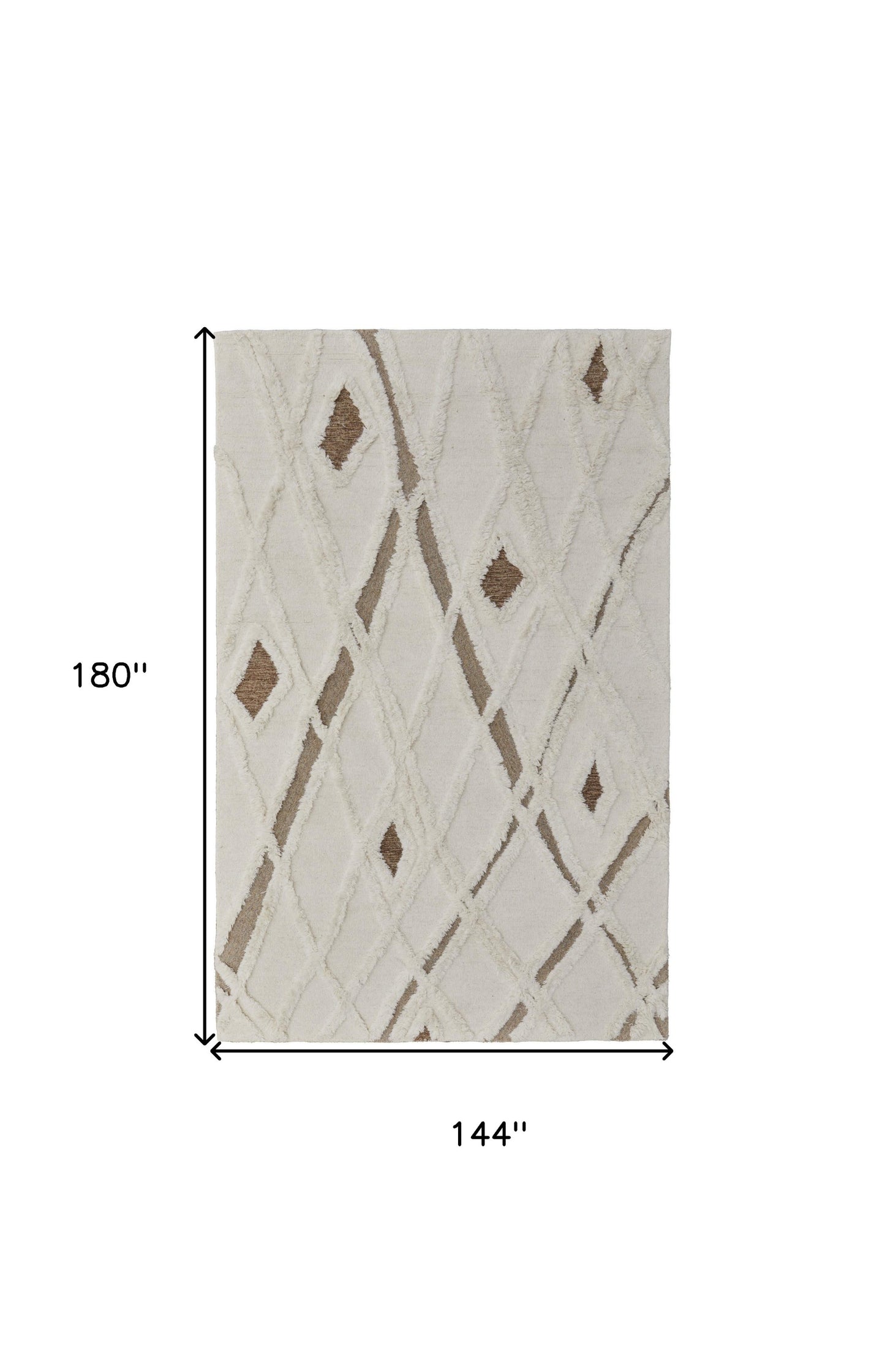 12 x 15 Ivory Taupe & Brown Wool Geometric Hand Tufted Rug