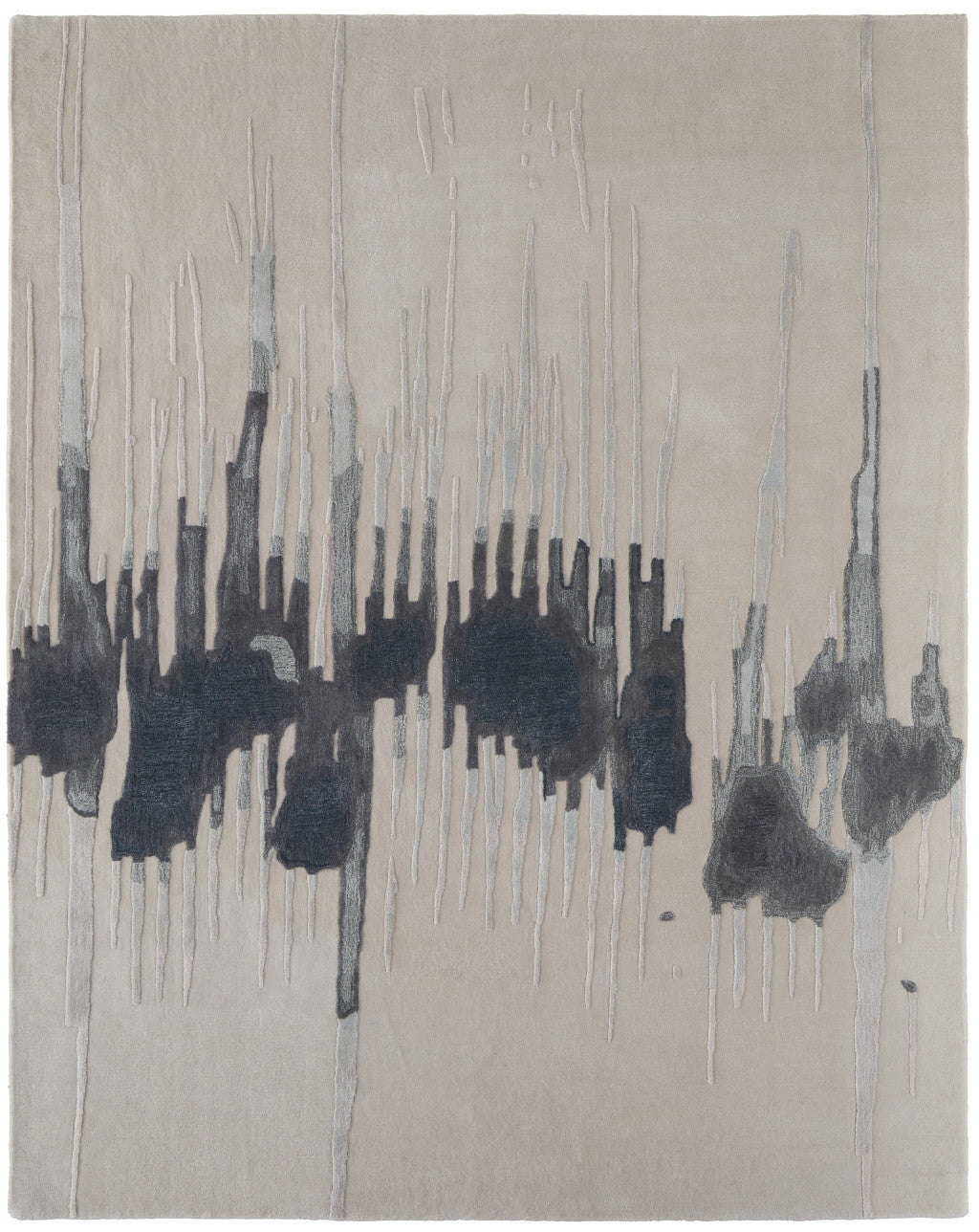 4 x 6 Gray Ivory & Blue Hand Tufted Rug