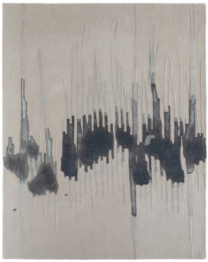 9 x 12 Gray Ivory & Blue Hand Tufted Rug