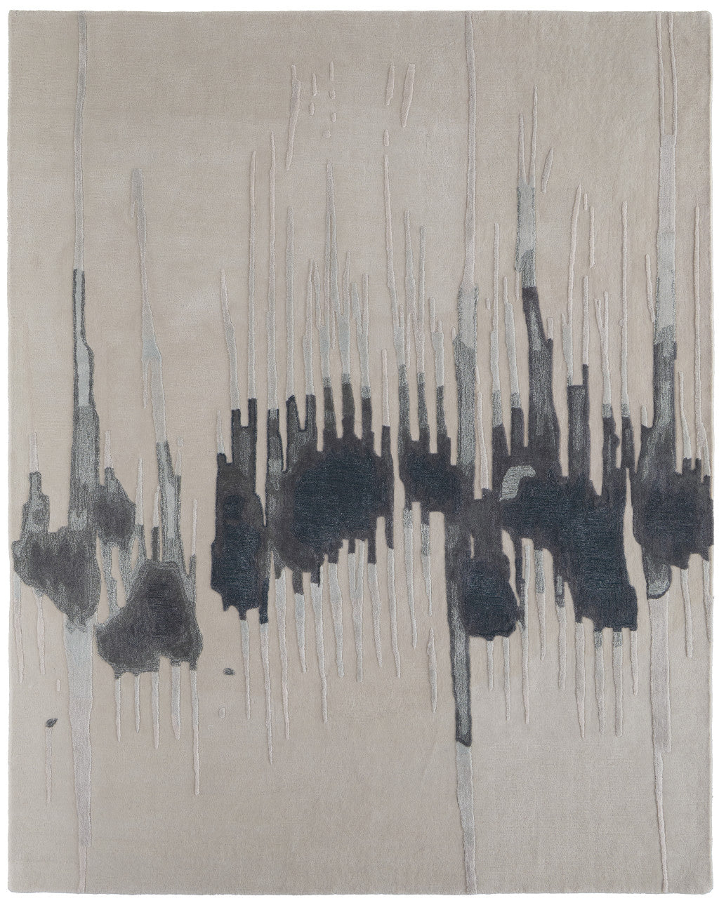 12 x 15 Gray Ivory & Blue Hand Tufted Rug
