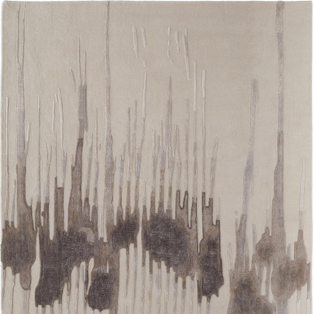 4 x 6 Ivory Taupe & Brown Hand Tufted Rug