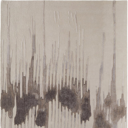 4 x 6 Ivory Taupe & Brown Hand Tufted Rug