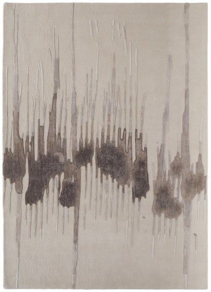 4 x 6 Ivory Taupe & Brown Hand Tufted Rug