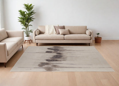 9 x 12 Ivory Taupe & Brown Hand Tufted Rug