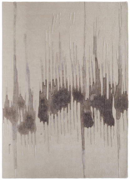 9 x 12 Ivory Taupe & Brown Hand Tufted Rug