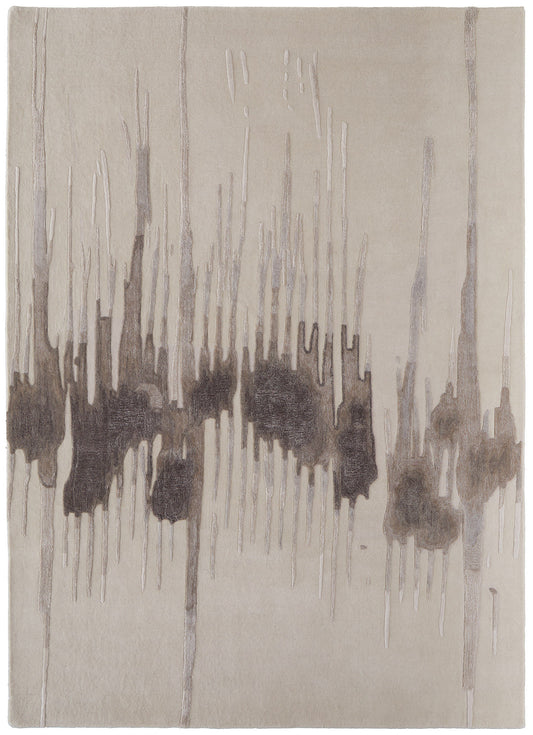 12 x 15 Ivory Taupe & Brown Hand Tufted Rug