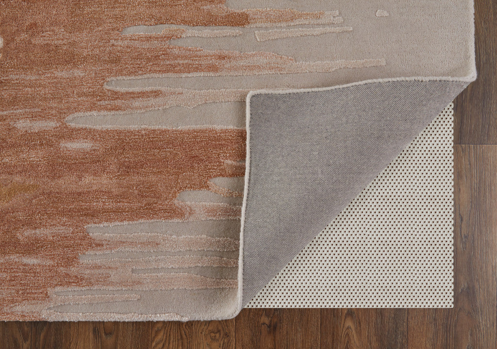 9 x 12 Tan Brown & Orange Hand Tufted Rug