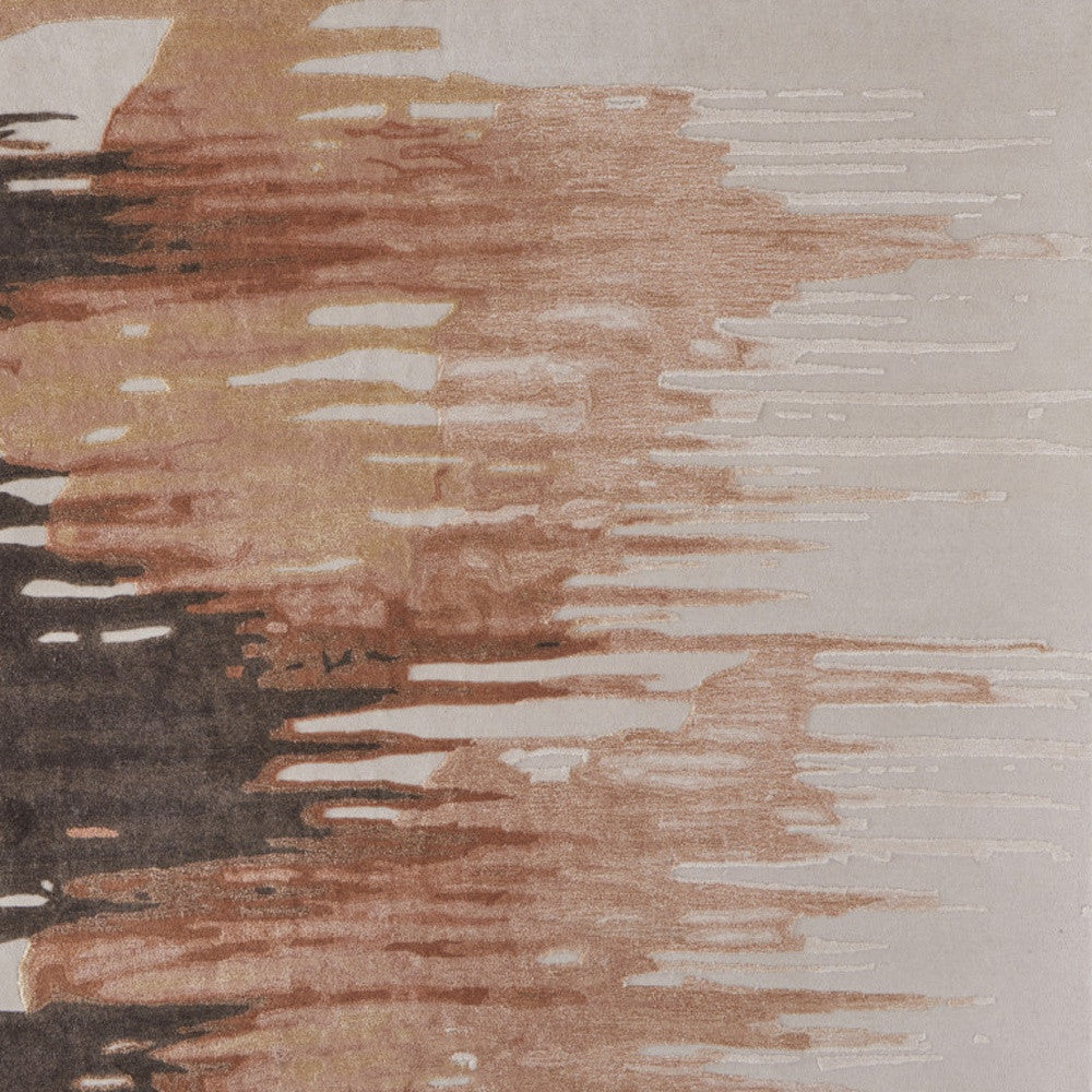 9 x 12 Tan Brown & Orange Hand Tufted Rug