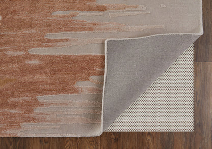 12 x 15 Tan Brown & Orange Hand Tufted Rug