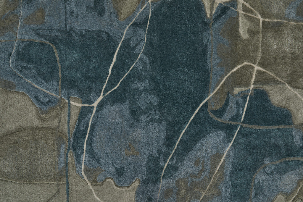 9 x 12 Blue & Gray Hand Tufted Rug
