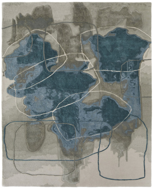 9 x 12 Blue & Gray Hand Tufted Rug