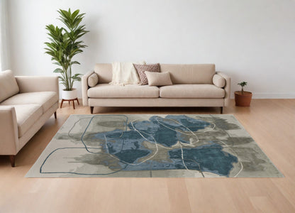 12 x 15 Blue & Gray Hand Tufted Rug