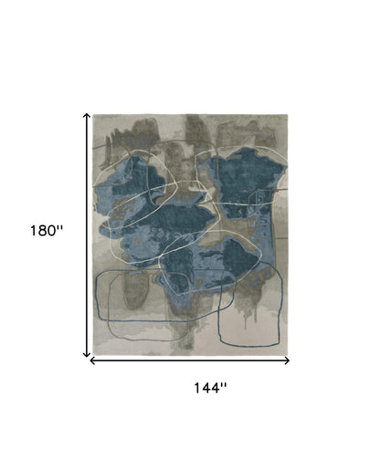 12 x 15 Blue & Gray Hand Tufted Rug