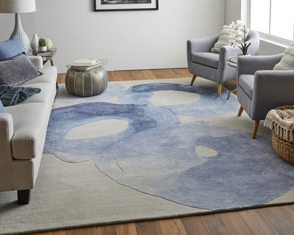 9 x 12 Blue & Ivory Hand Tufted Rug