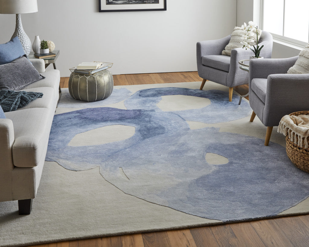 12 x 15 Blue & Ivory Hand Tufted Rug