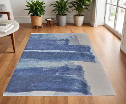 4 x 6 Blue & Ivory Hand Tufted Rug