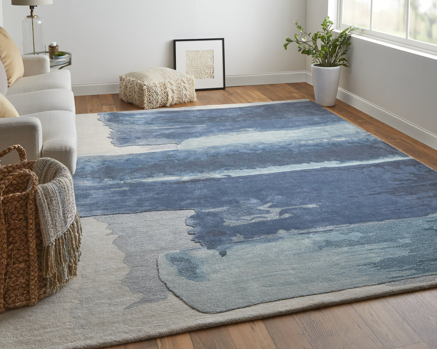 9 x 12 Blue & Ivory Hand Tufted Rug