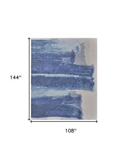 9 x 12 Blue & Ivory Hand Tufted Rug