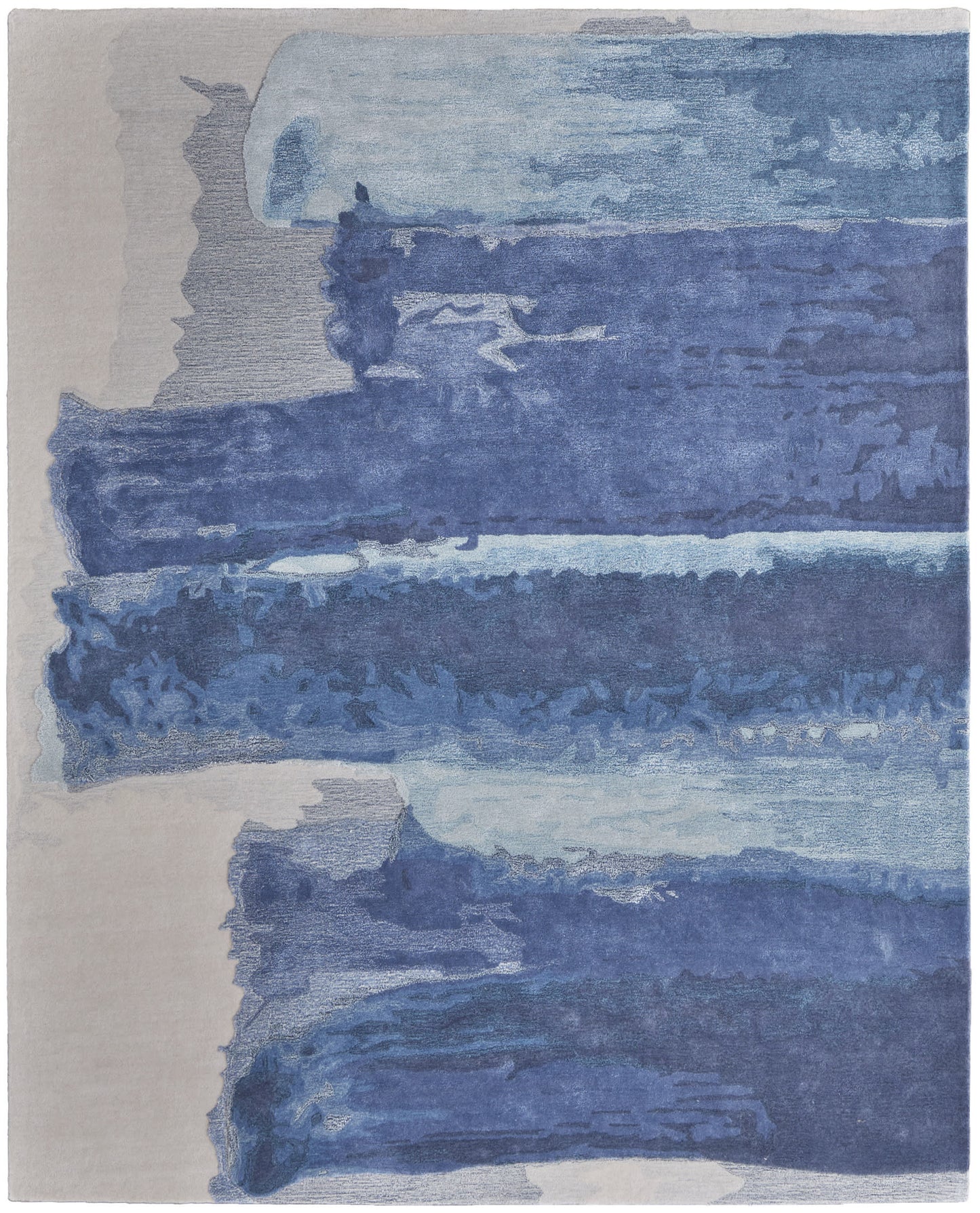 9 x 12 Blue & Ivory Hand Tufted Rug