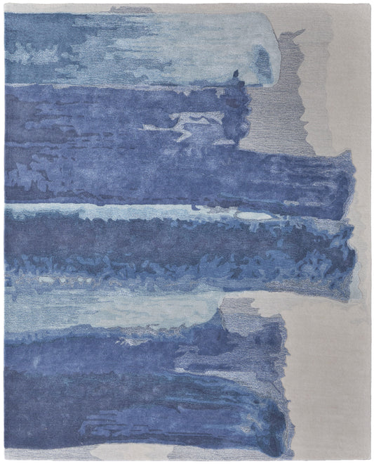9 x 12 Blue & Ivory Hand Tufted Rug