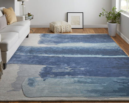 12 x 15 Blue & Ivory Hand Tufted Rug