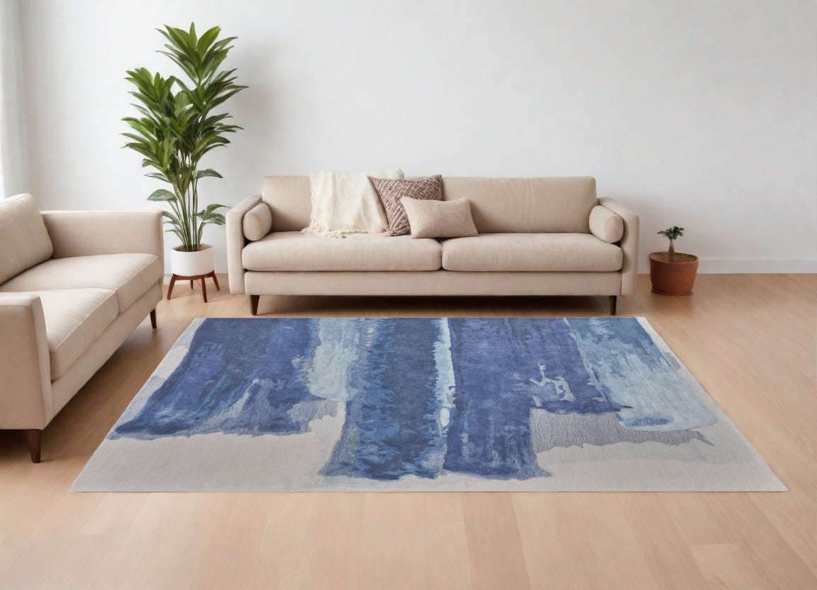12 x 15 Blue & Ivory Hand Tufted Rug