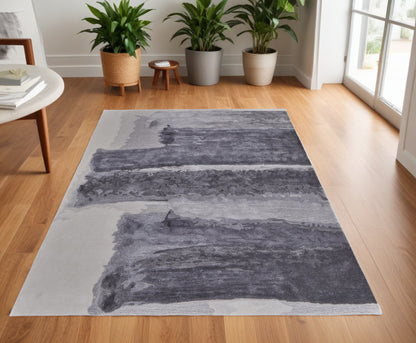 4 x 6 Dark Gray & Ivory Hand Tufted Rug
