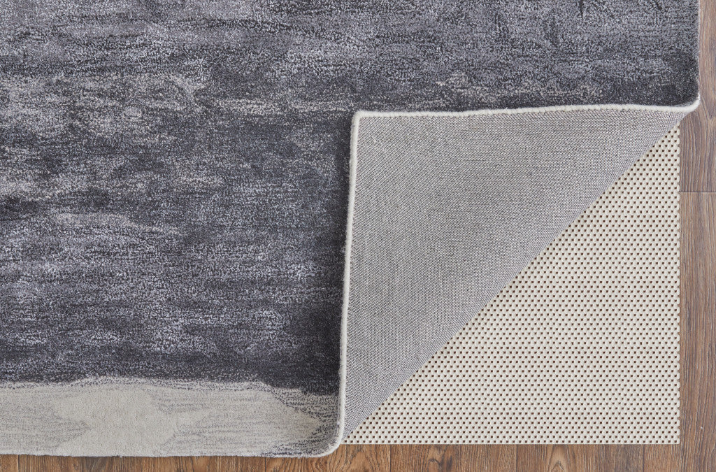 9 x 12 Dark Gray & Ivory Hand Tufted Rug