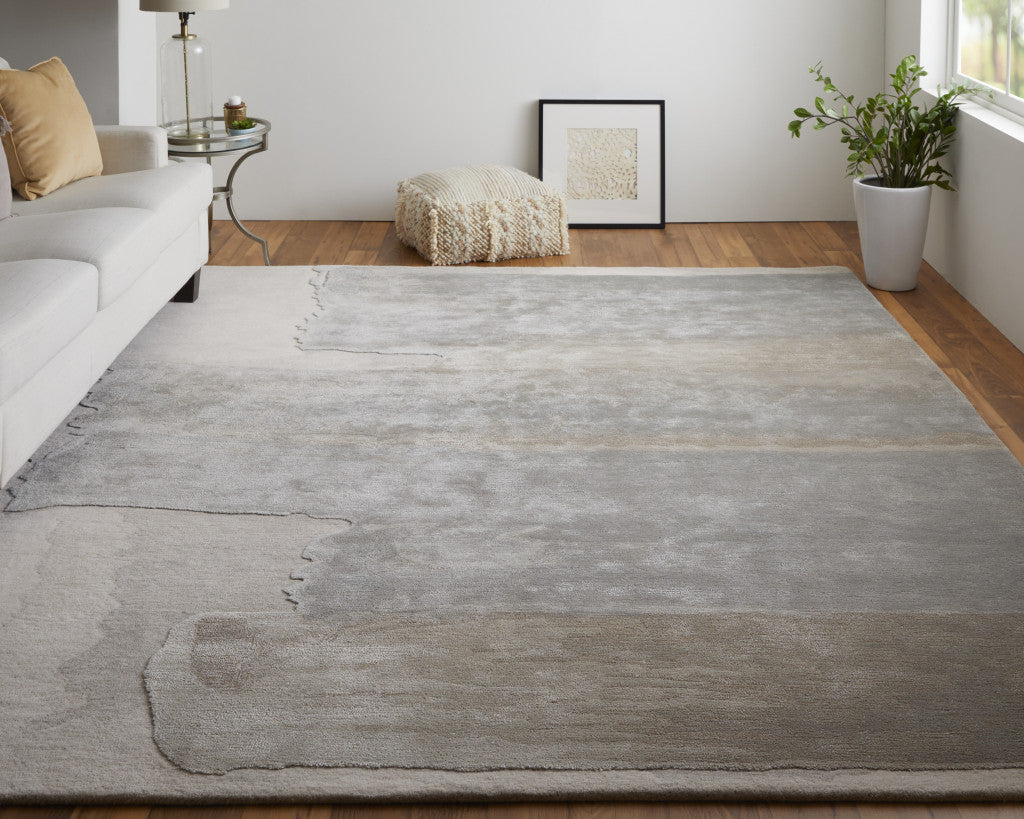9 x 12 Gray & Ivory Hand Tufted Rug