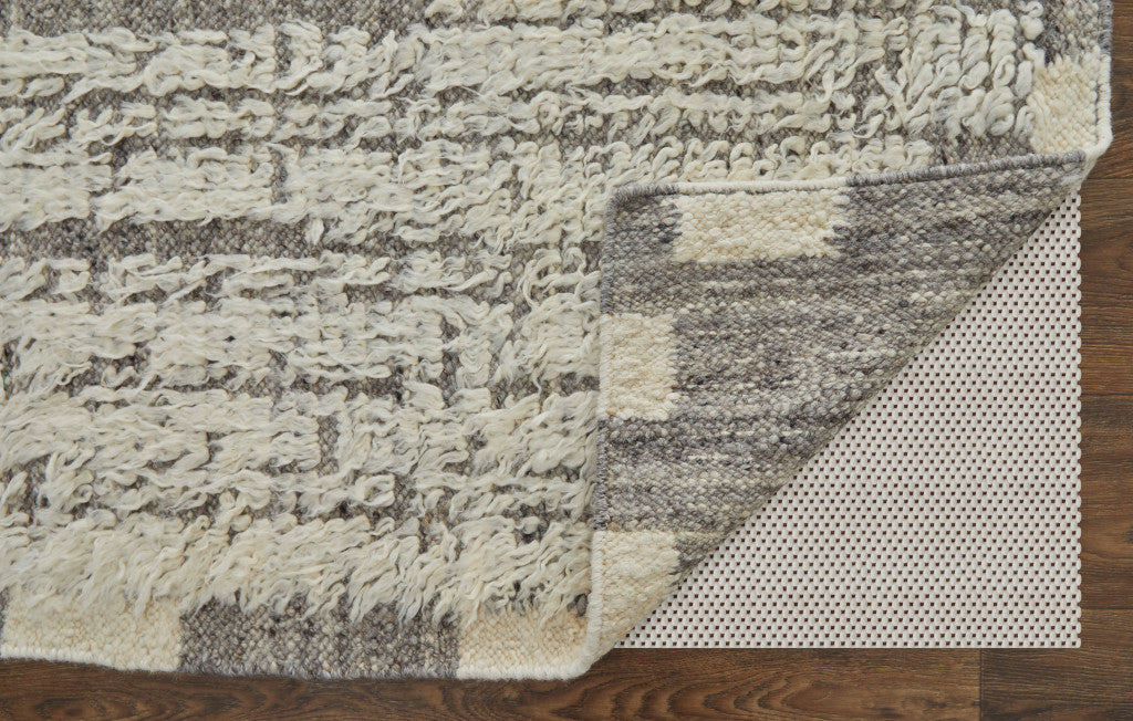 4 x 6 Gray & Ivory Wool Striped Hand Woven Rug