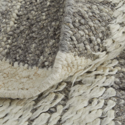 4 x 6 Gray & Ivory Wool Striped Hand Woven Rug