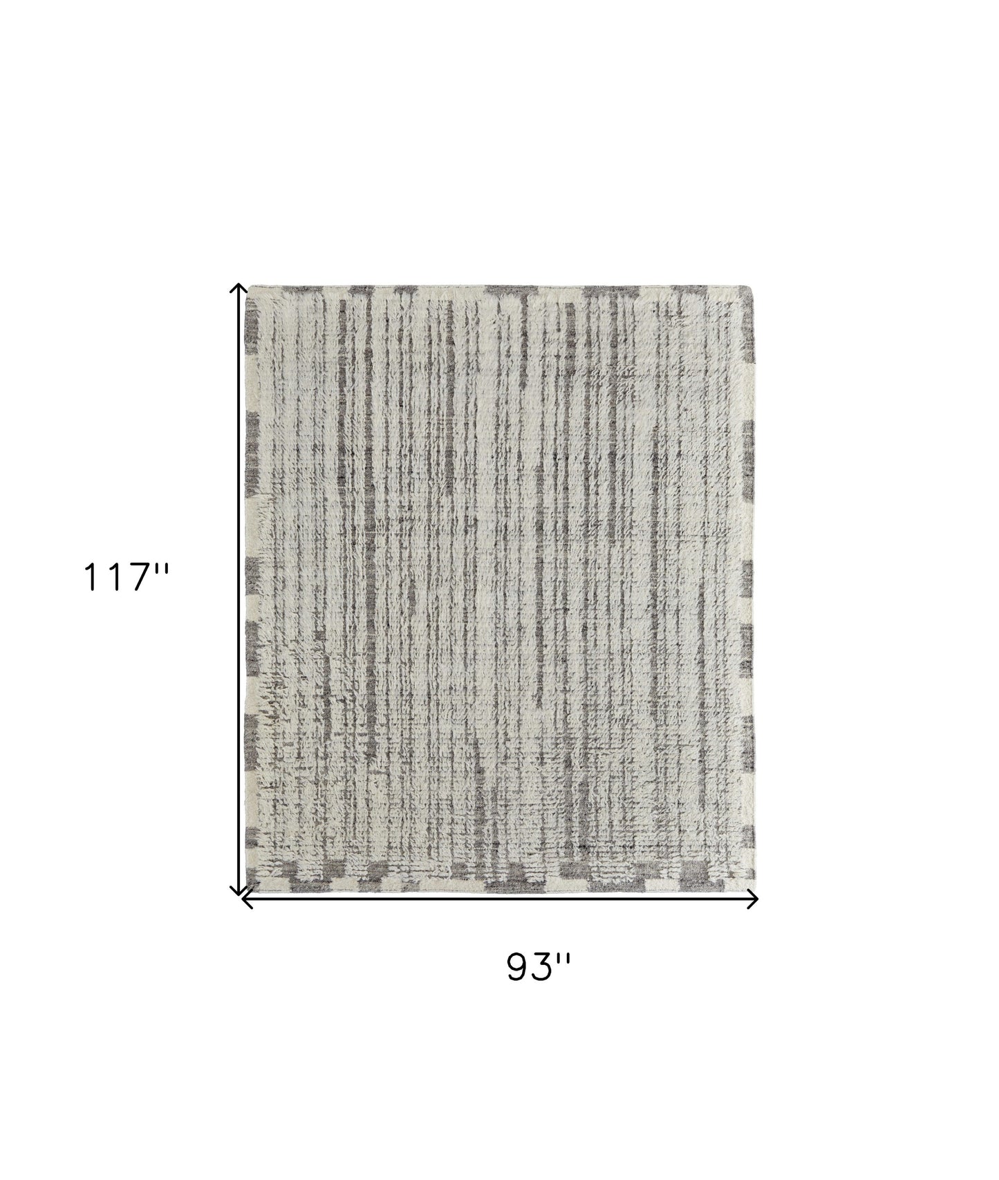 8 x 10 Gray & Ivory Wool Striped Hand Woven Rug