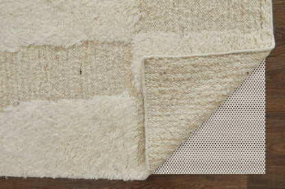 4 x 6 Ivory Wool Geometric Hand Woven Rug