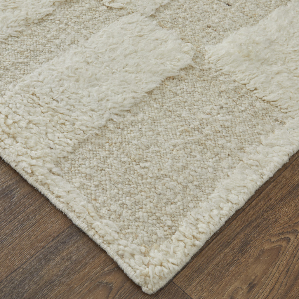 4 x 6 Ivory Wool Geometric Hand Woven Rug