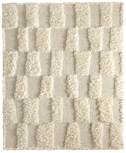 4 x 6 Ivory Wool Geometric Hand Woven Rug