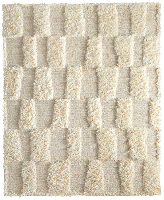 4 x 6 Ivory Wool Geometric Hand Woven Rug