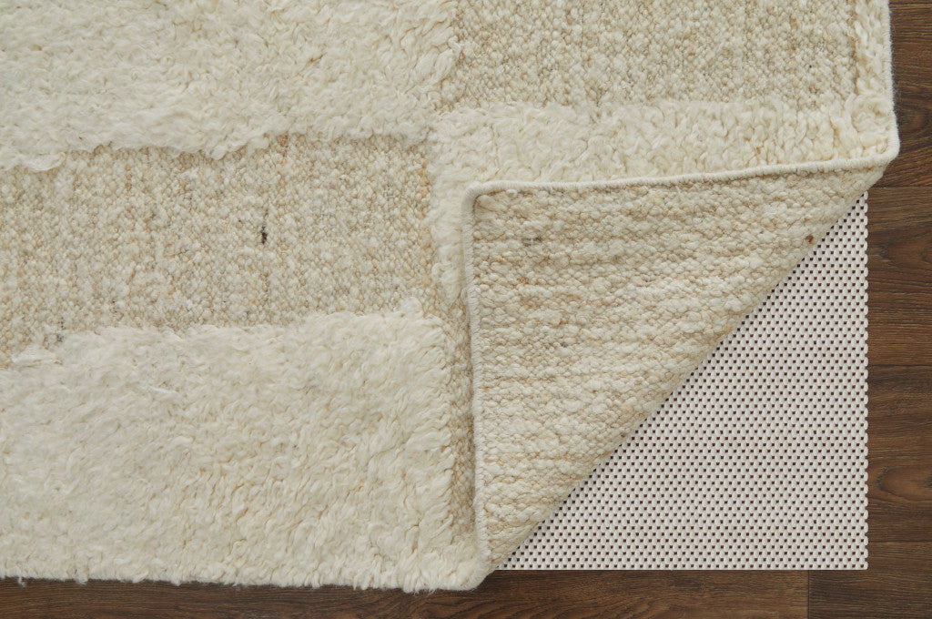 8 x 10 Ivory Wool Geometric Hand Woven Rug