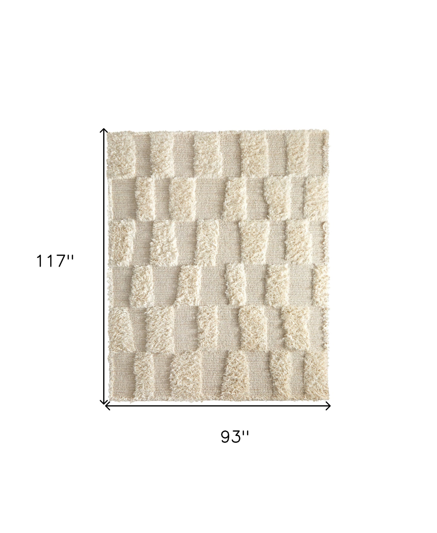 8 x 10 Ivory Wool Geometric Hand Woven Rug